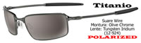 Oakley Square Wire Titanium Polarized Olive Chrome / Tungsten Iridium (12-924)
